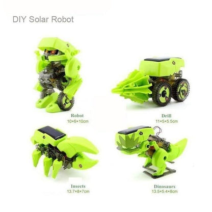 Hightech-DIY 4-in-1-transformierender solarbetriebener DinoRoboter