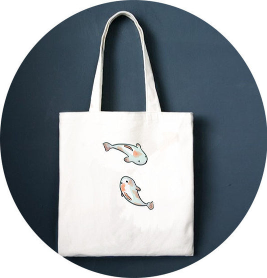 All-match literary canvas bag shoulder letter printing shopping bag