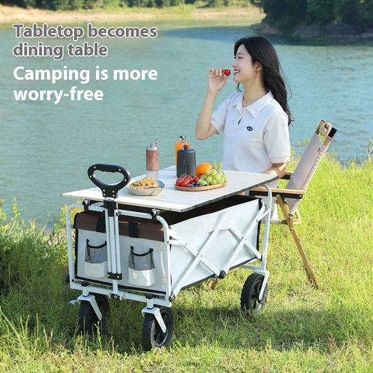 Outdoor Camper Picnic Car Household Foldable Four-wheel Luggage Trolley Portable Fishing Lever Car