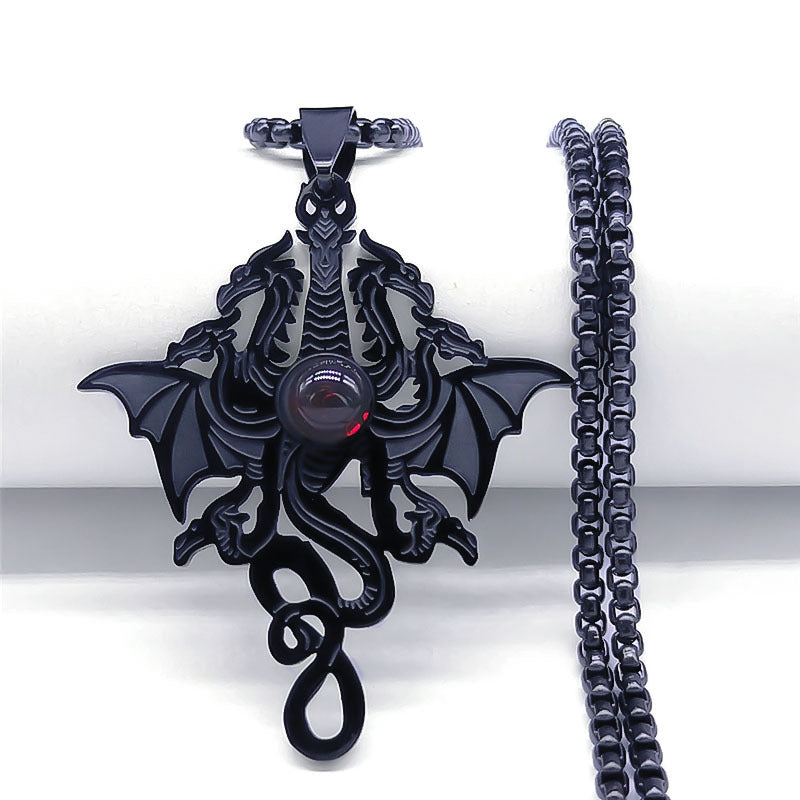 European And American Stainless Steel 304 Casting Dragon Pendant Necklace