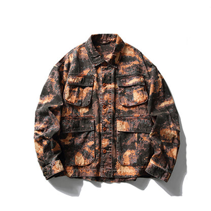 Chaqueta de trabajo con estampado de camuflaje tie-dye para hombre