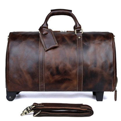 Bolsa de viaje con ruedas de piel de vaca