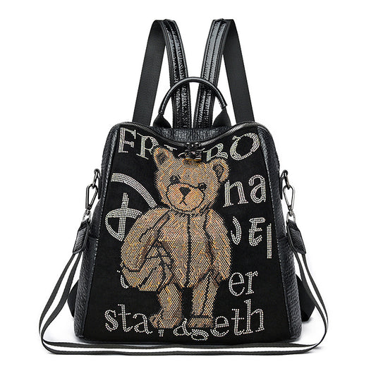 Multifunktionaler Rucksack aus Strass-Bärenleder