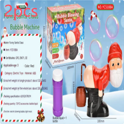 Elektrische Weihnachtsmann-Seifenblasenmaschine, Blasen mit Musik und Licht, Unterhaltungsspielzeug, Streich, lustiges Ornament, Weihnachtsgeschenke, Weihnachtsdekorationen