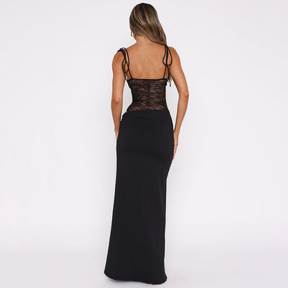 Vestido de tirantes de encaje Y2K, moda sexy, vestidos largos de encaje para fiesta, noche, club, ropa de playa para mujer