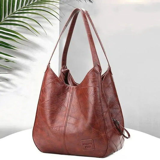 Vintage Leather Marble Grain Shoulder Bag