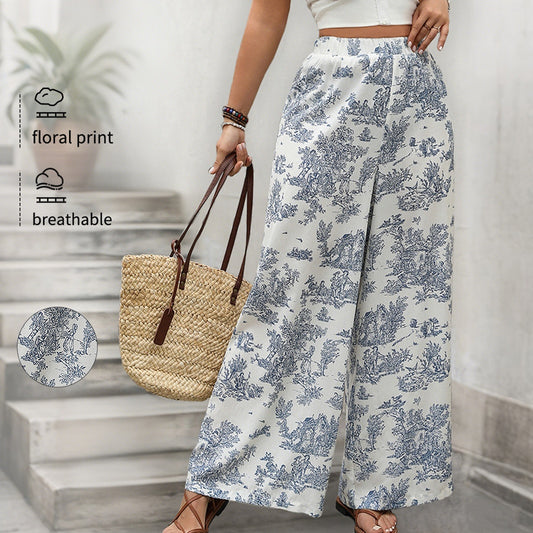 New Women's Plus Size Loose Trousers with Print, Casual Long Pants - BAGMODA