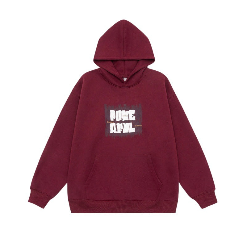 Letter Print Design Unisex Loose Fit Hoodie Sweatshirt - BAGMODA