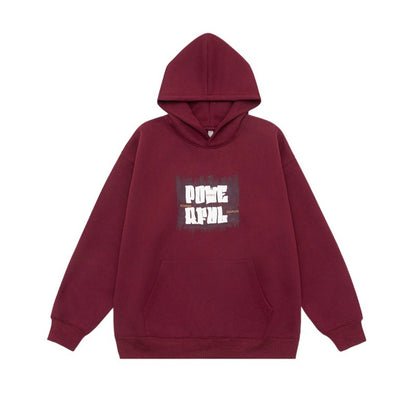 Letter Print Design Unisex Loose Fit Hoodie Sweatshirt - BAGMODA