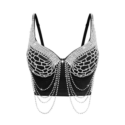 Rückenfrei mit schwerem Perlen- und Strass-Design