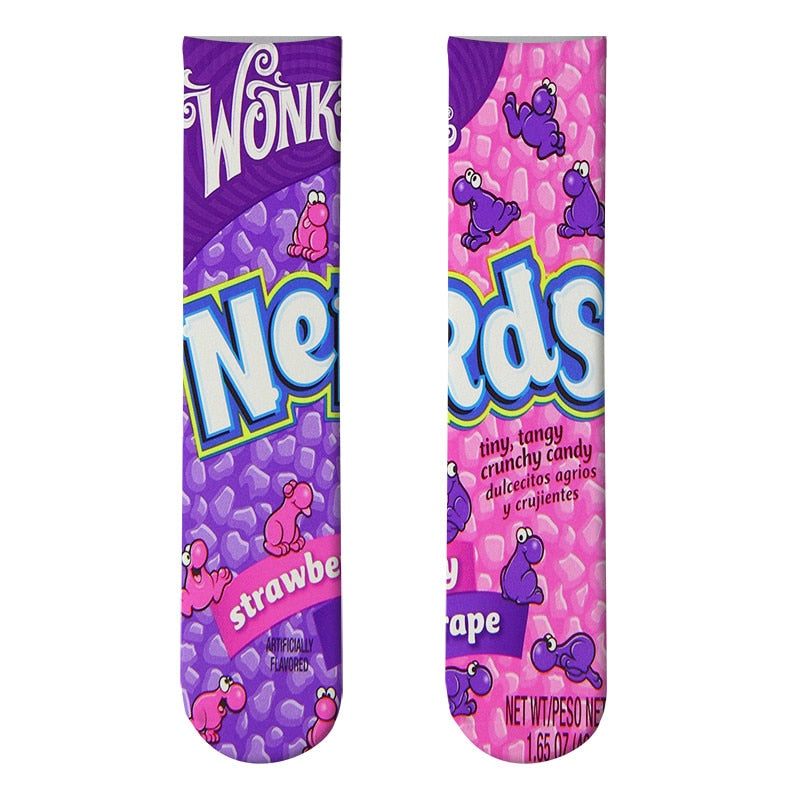Harajuku Kawaii Socks Man Cotton Cartoon Food Print