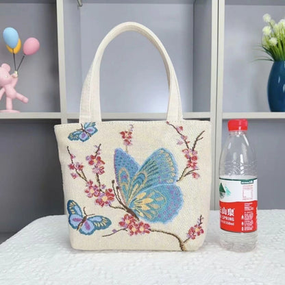Doppelseitige kleine Tasche aus Segeltuch mit Golddraht, verschleißfest