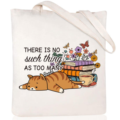 Cartoon Cat Printed Canvas Shoulder Bag