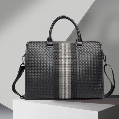 Stitching Woven Business Casual Aktentasche Herren Schulter Crossbody Computertasche