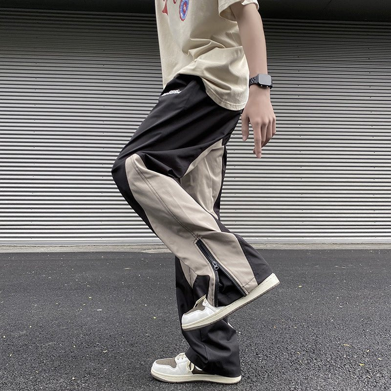 Stitching Embroidery Casual Mopping Trend Men Straight - leg Pants - BAGMODA
