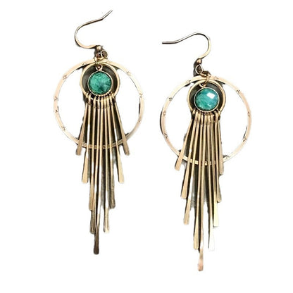 Pendientes de borlas de piedras preciosas de alta calidad de estilo bohemio de moda