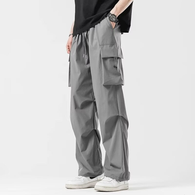 Loose Straight Cargo Pants Wide - leg Pants Men - BAGMODA
