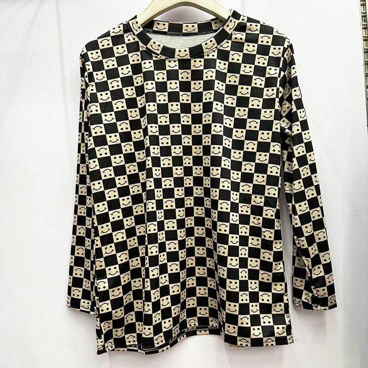 Skin-friendly Cotton Printed Long Sleeve Western Style Youthful-looking Loose Top