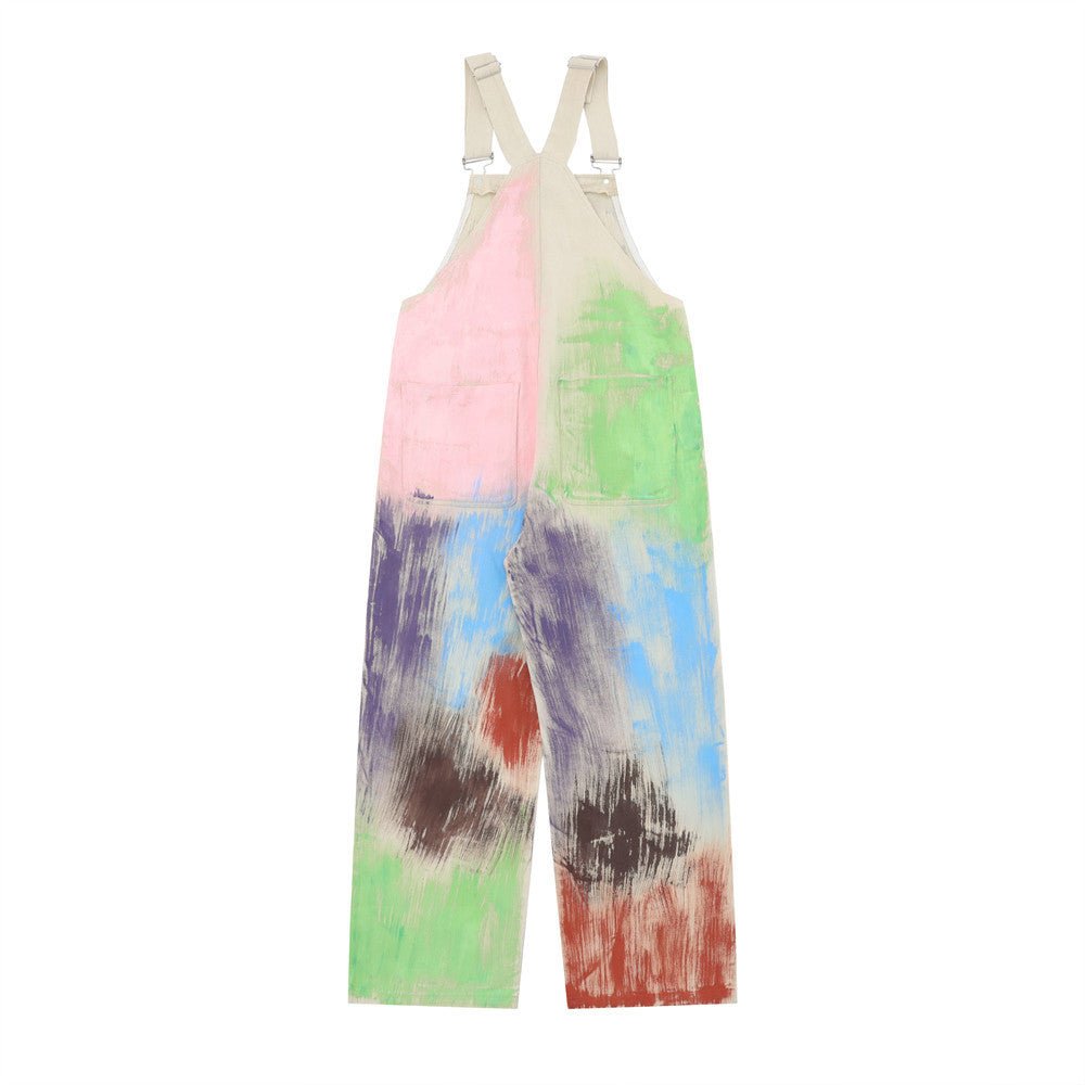 Painting Graffiti Denim Suspender Pants Men - BAGMODA