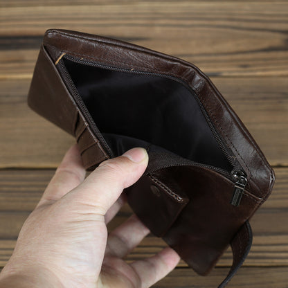 Cartera de mujer de piel auténtica con múltiples ranuras para tarjetas