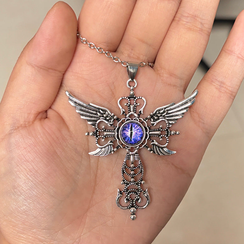 Creative Devil Wings Cross Necklace Necklace