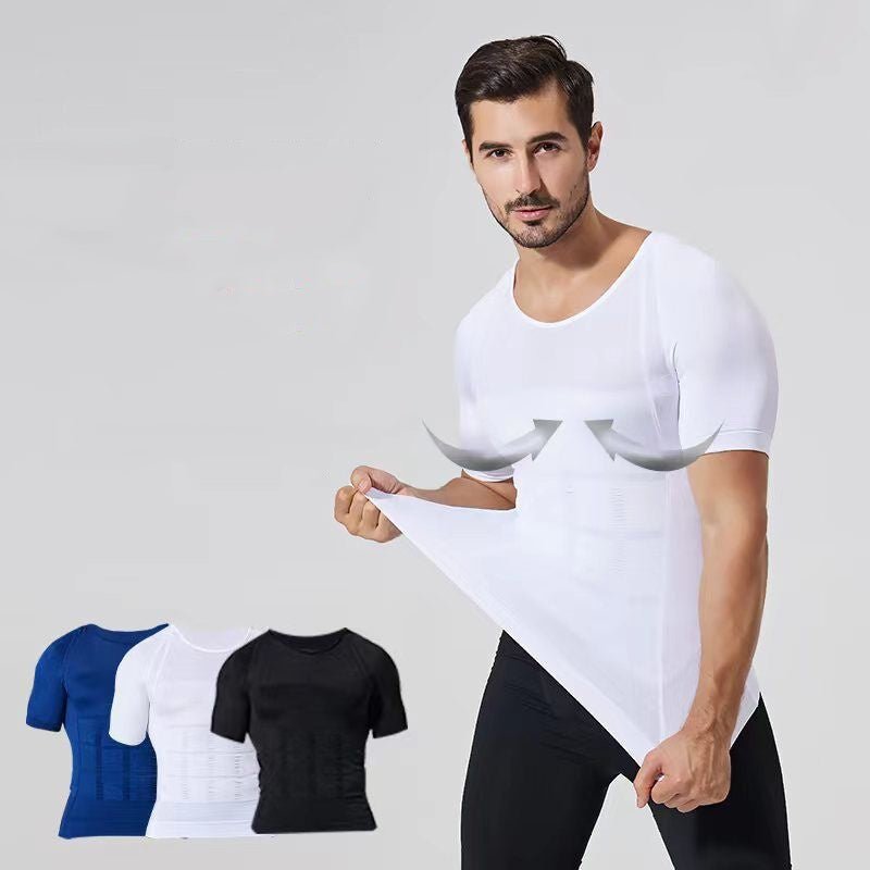 140D Men's Vest Shapewear Men Body Toning T-Shirt Slimming Body Shaper Corrective Posture Belly Control Compression Man Modeling Underwear Corset - BAGMODA