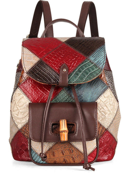 Damen-Rucksack aus Leder mit Kordelzug