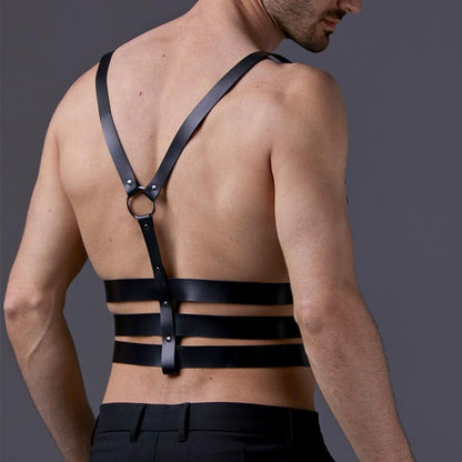 Men's Leather Shapewear Body Strap Alternative Clothing Suspenders
