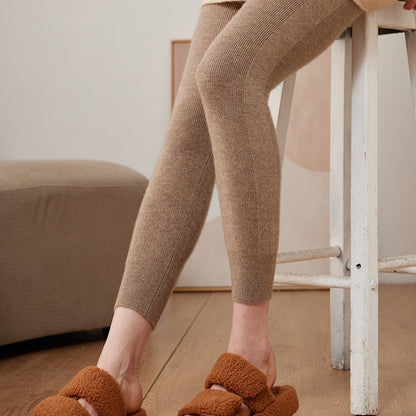 Mallas de cachemira con cordón ajustable para mujer, ropa interior de cintura alta, leggings ajustados