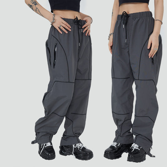 Trousers Full  Zipper Loose Casual Pants For Men And Women