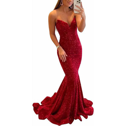 Vestidos de noche con lentejuelas para mujer, vestidos formales largos para fiesta de graduación