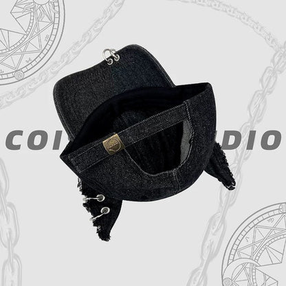 Waste Soil Wind – Baseballkappe aus gewaschenem Denim mit Hundeohren