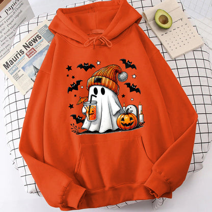 Sudadera con capucha de murciélago, calabaza y fantasma de Halloween para mujer