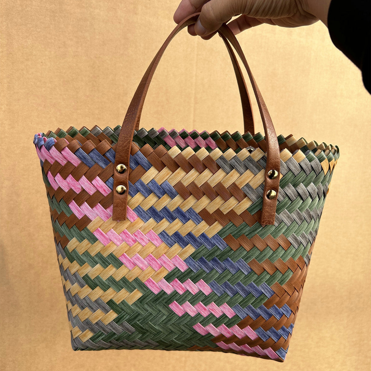 Vintage Stripe Sausage Dog Woven Bag