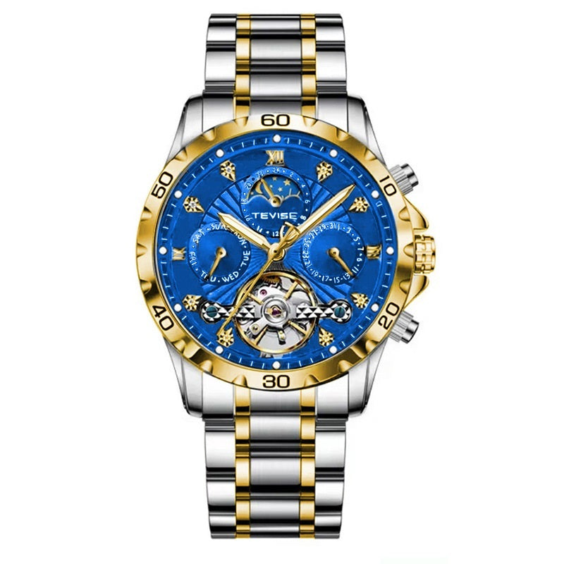 Fashion Business Men's Waterproof Tourbillon Steel Belt Mechanical Watch