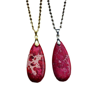 Collar con colgante de cadena chapado en oro de 18 quilates con forma de gota de agua de piedra del emperador