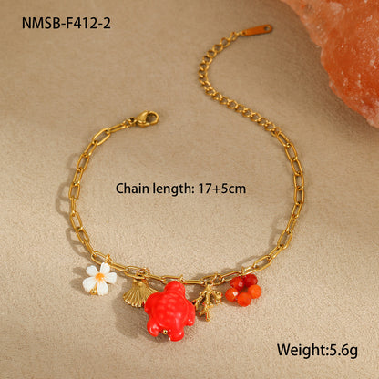 Collar de acero inoxidable con colgante estilo océano para mujer