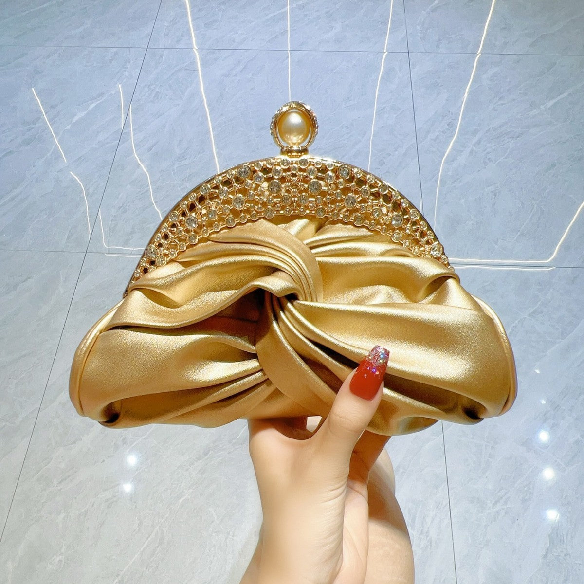 Diamond-embedded Socialite Mini Clutch
