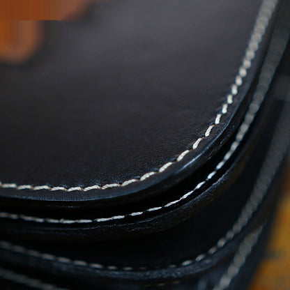 Cartera de piel de vaca de primera capa con bolsa de tela rica personalizada