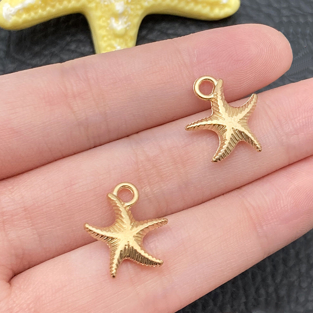 Gold Marine Life Starfish Conch Alloy Pendant DIY Bracelet Earring Ornament Pendant