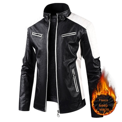 Europäische Größe Herbst Und Winter Freizeit Leder herren Mantel Fleece-gefüttert