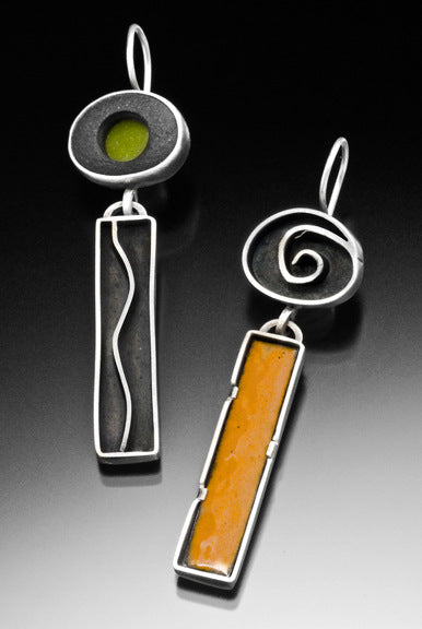 Fashion Personality Asymmetric Color Rectangular Earrings