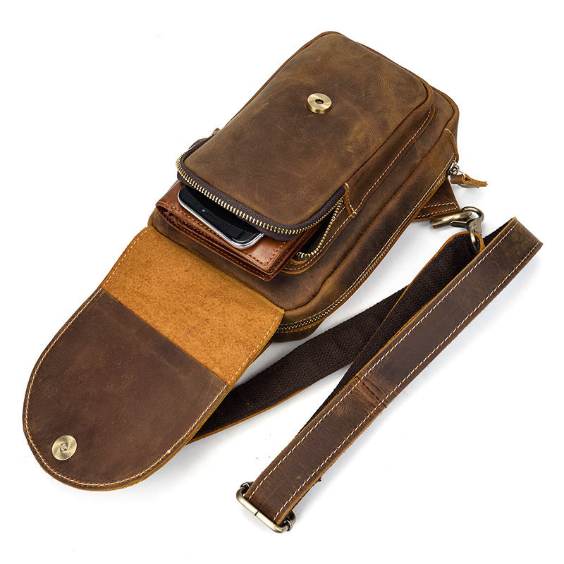 Men's Leather Chest Sports Bag