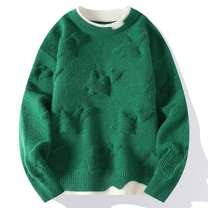 Suéter de cuello redondo de otoño e invierno, prendas de punto para hombre, tallas grandes