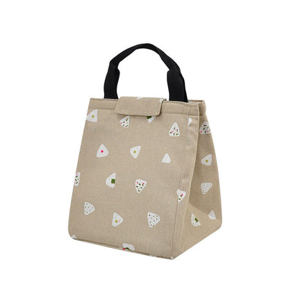 Bolsa de almuerzo portátil de algodón y lino con aislamiento térmico de aluminio para estudiantes