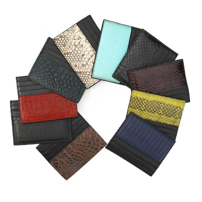 Cartera ultrafina de cuero genuino con múltiples ranuras para tarjetas