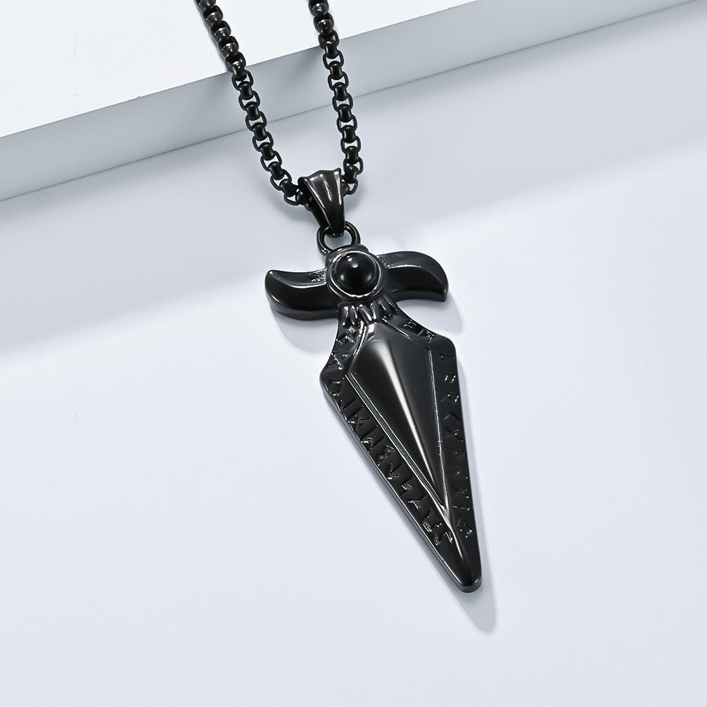 Nordic Retro Viking Text Stainless Steel Necklace