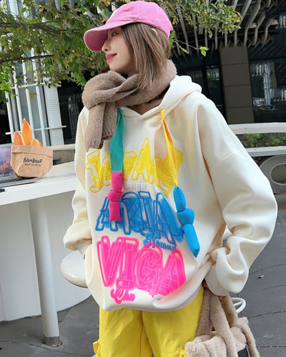 Sudadera con capucha acolchada de terciopelo para mujer, sudadera informal holgada