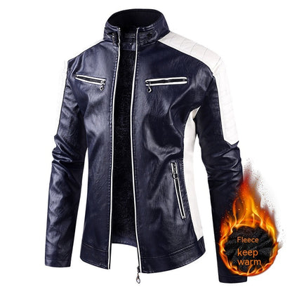 Europäische Größe Herbst Und Winter Freizeit Leder herren Mantel Fleece-gefüttert