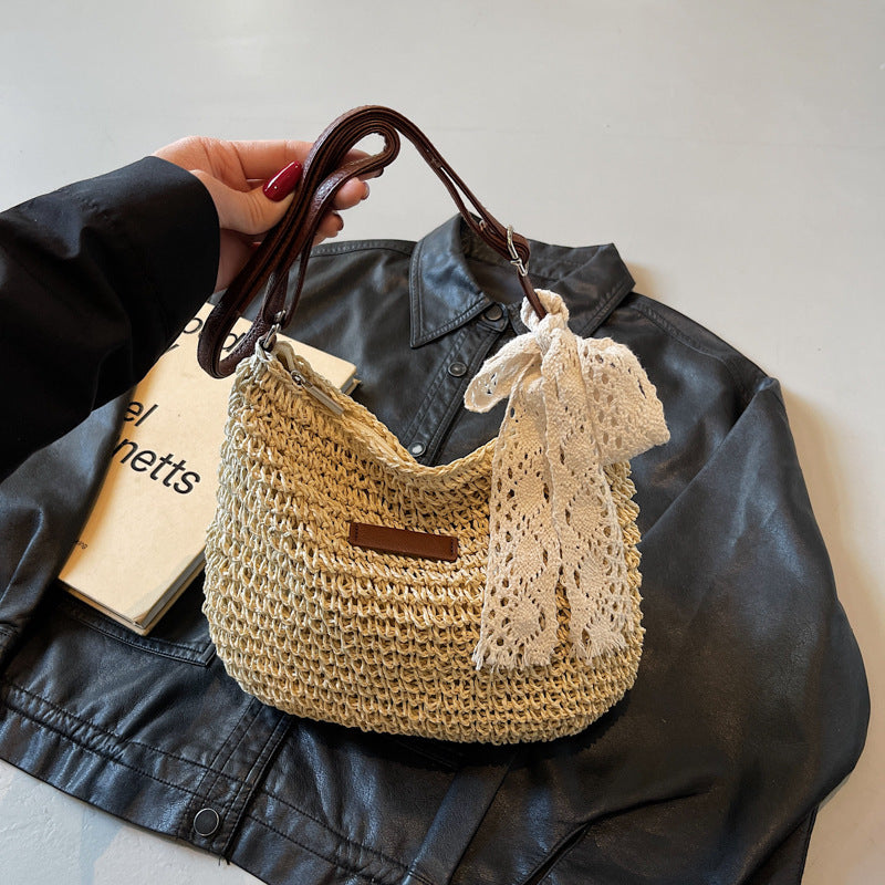 Woven Hollowed Shoulder Bag